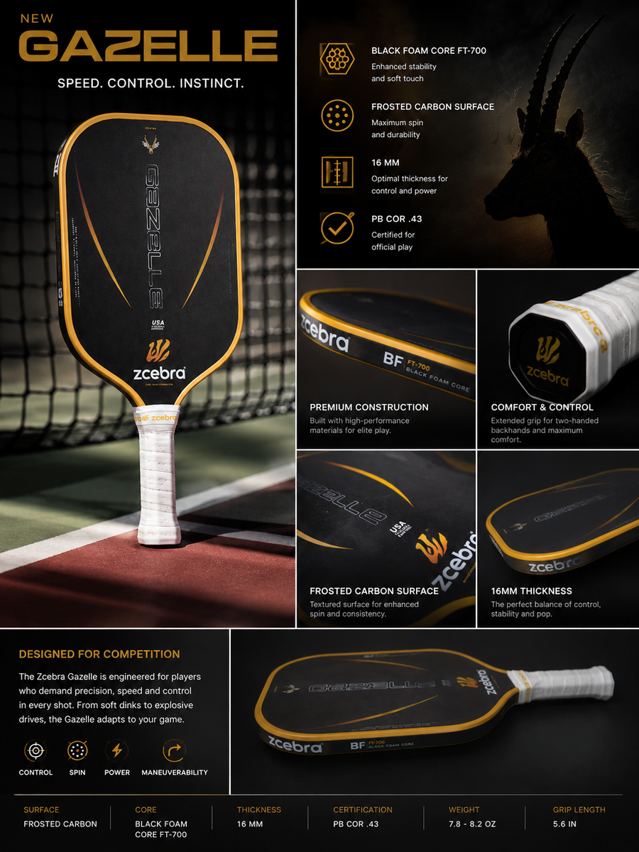 Zcebra Gazelle 16mm Pickleball Paddle | Padel Island New