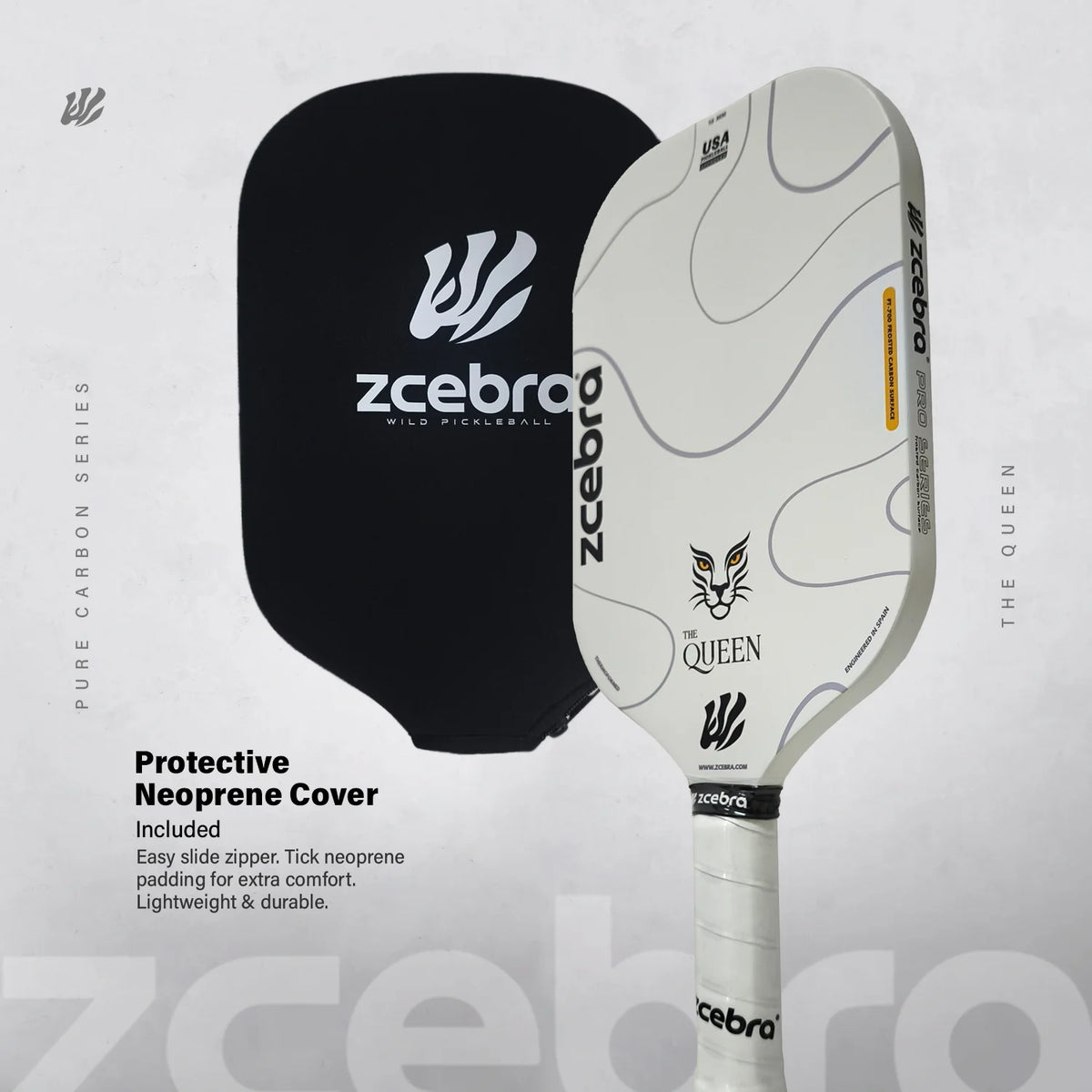 Zcebra The Queen Carbon White 2026 Pickleball Paddle 👑👑 – Padel