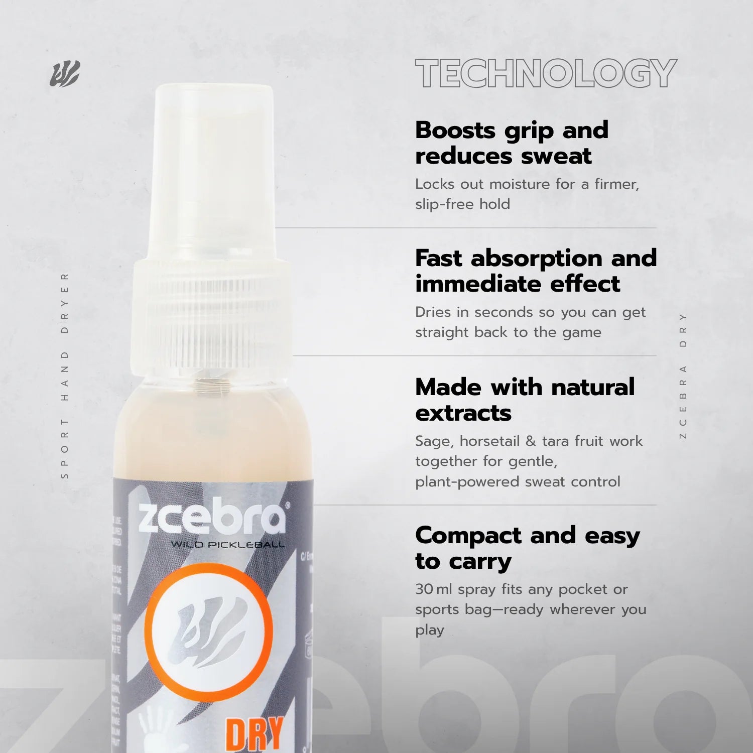 Dry Skin - Spray antideslizante Pickleball Zcebra