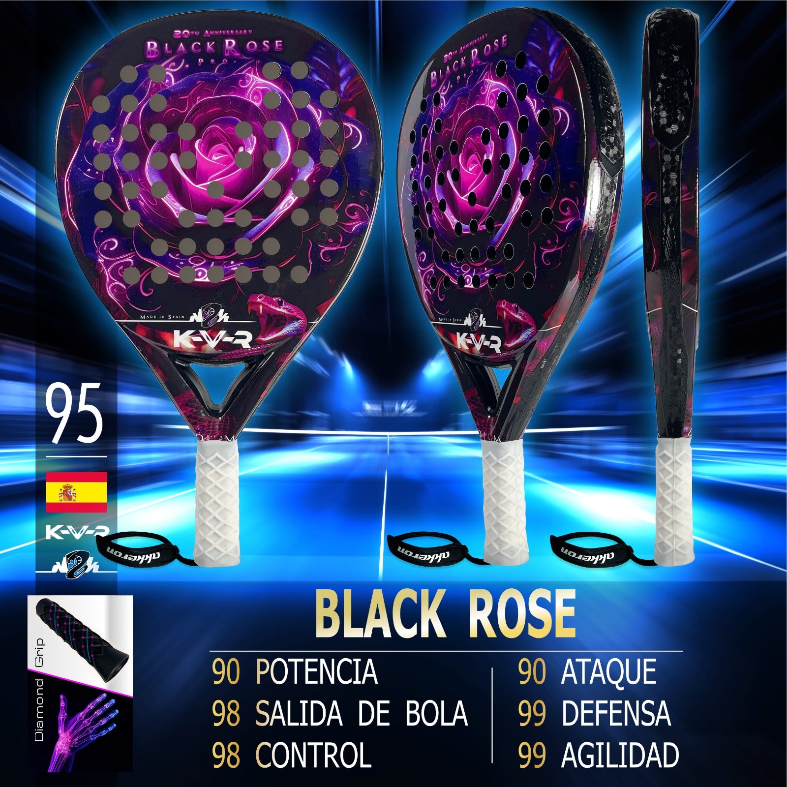 Akkeron Black Rose 20th-2024 padel racket
