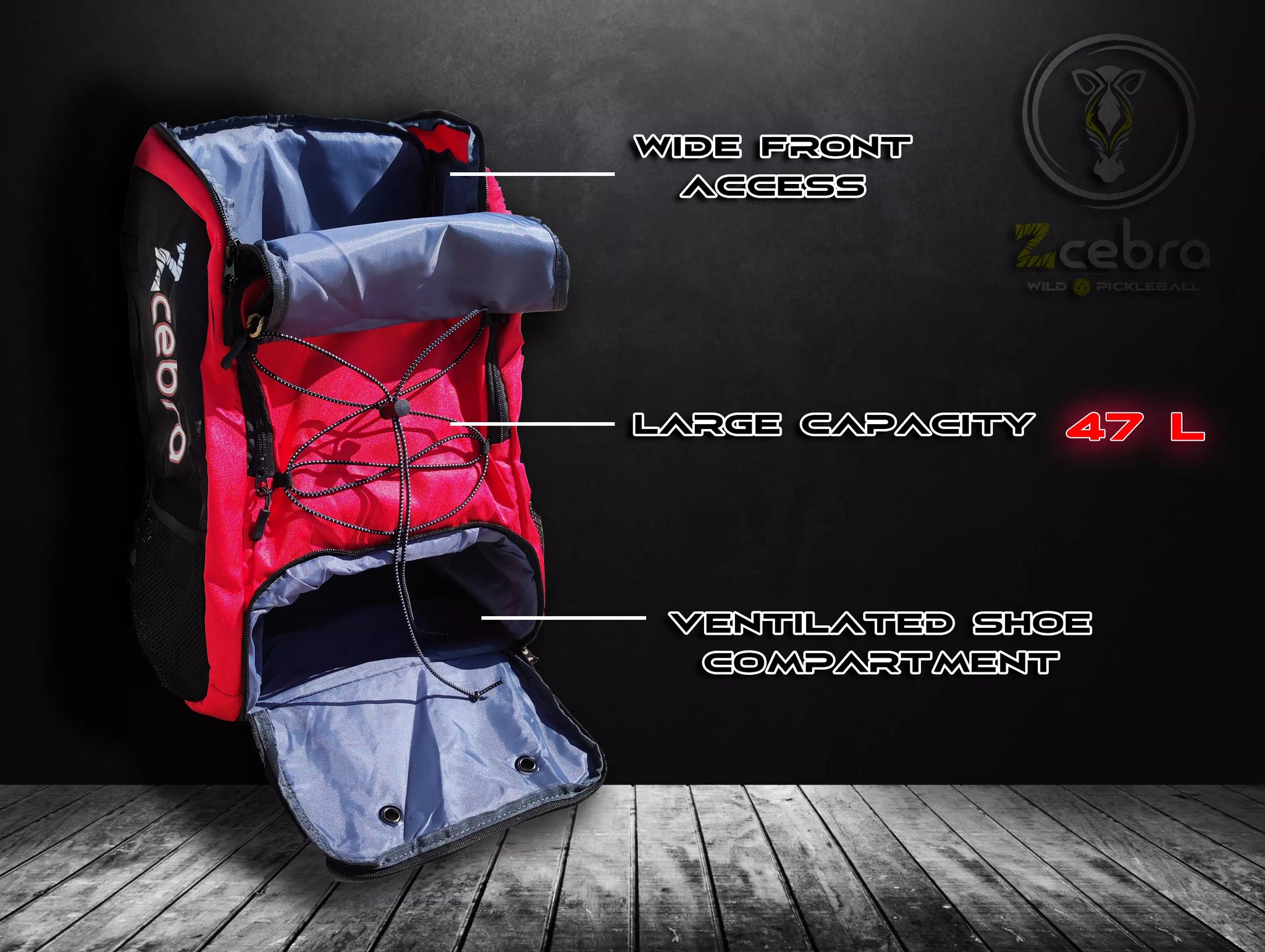  Zcebra Pickleball Red Backpack