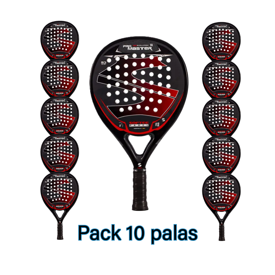 10 Softee Pro Master Evolution Red padel rackets set