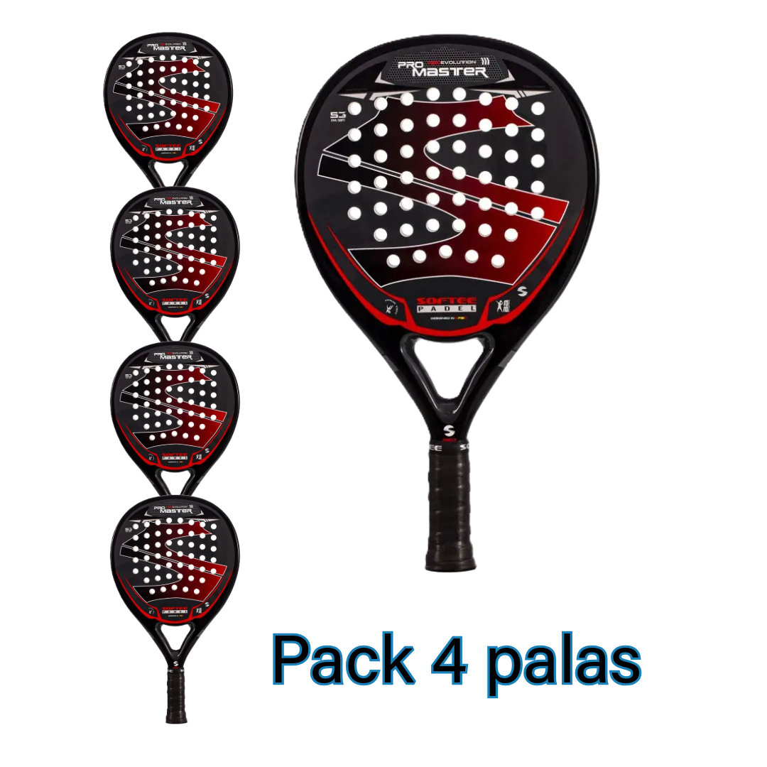 4 Softee Pro Master Evolution Red padel rackets set