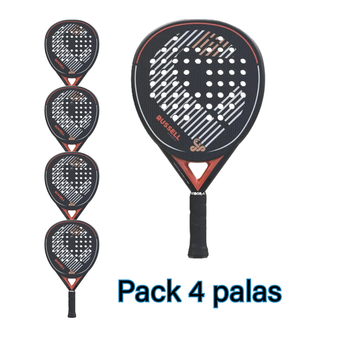 4 Vibor-a Russell Classic Fiber padel rackets set