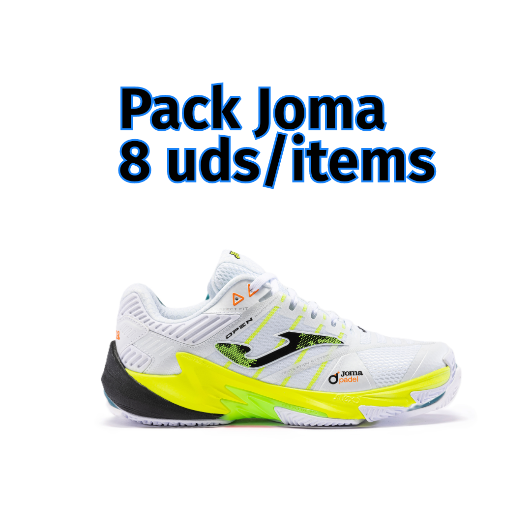 Pack Surtido Zapatillas Joma OPEN Men 2402 Blanco/Amarillo Flúor (8 pares)