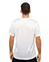 Camiseta bullpadel de color blanco vista de espalda.