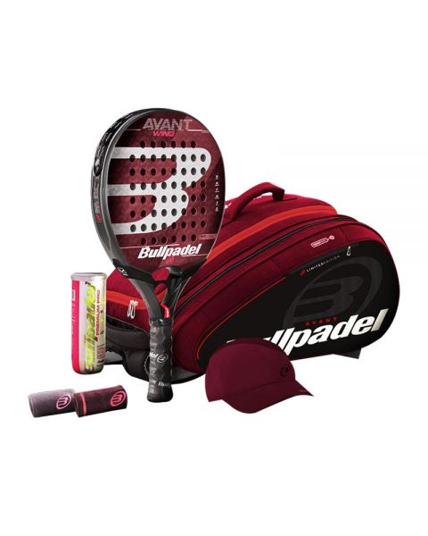 Pack Bullpadel Wing edición limitada. Pala de pádel bullpadel wing-N, paletero  Bullpadell AVANT BPP-21002 edición limitada, bote de pelotas bullpadel premium oro, muñequeras de padel y gorra bullpadel.