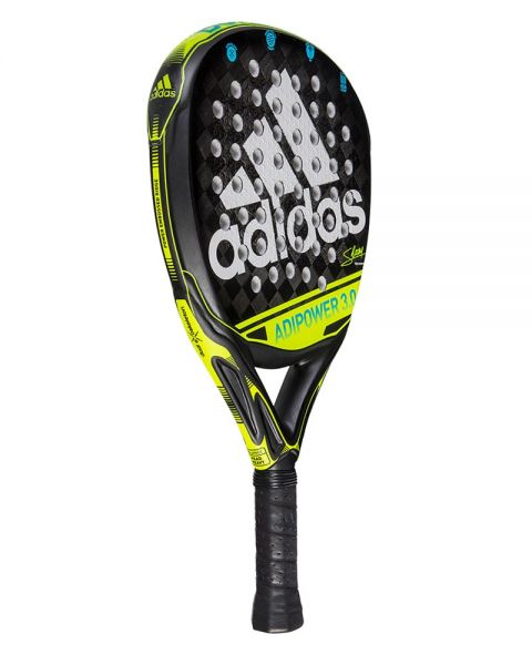 pala de padel adidas adipower 3.0 negro y amarillo vista lateral