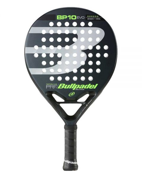 Pala de pádel Bullpadel BP10 Evo año 2022. En colores negro, blanco y verde.