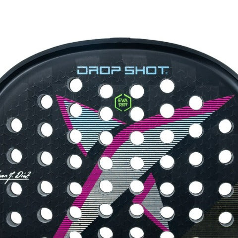 Pala de pádel  Drop Shot Conqueror 10 Soft vista de cerca.