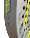 Pala de pádel Head Flash 2022 en colores gris y amarillo flúor. Zoom de perfil.