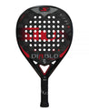 Pala de pádel marca Siux, modelo diablo revolution carbono 24k. En colores negro y rojo. Forma de lagrima invertida.