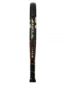 Pala de pádel marca Siux, modelo fenix. En colores negro y plateado. Forma de gota invertida. Vista de perfil.
