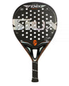 Pala de pádel marca Siux, modelo fenix. En colores negro y plateado. Forma de gota invertida.
